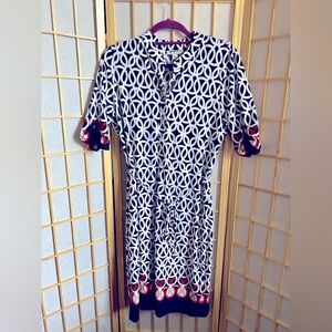 Shelby & Palmer White and Blue Sheath Dress